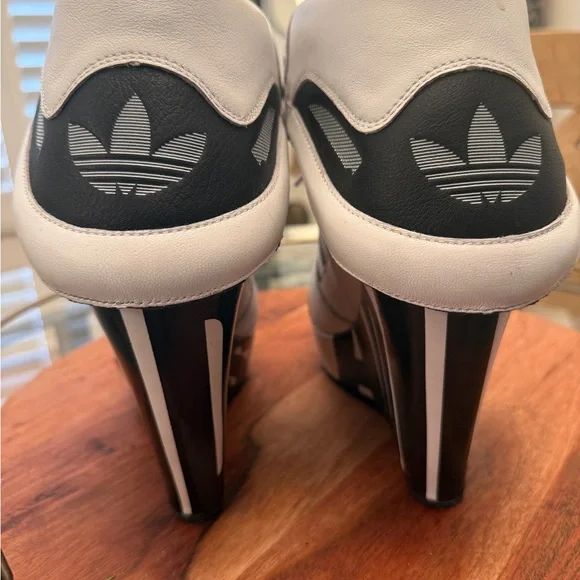 Jeremy Scott x Adidas Black and White Wedge Sneakers - Picture 10 of 17